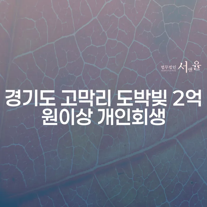 경기도 고막리 도박빚 2억원이상 개인회생, 어떻게 해결할까?